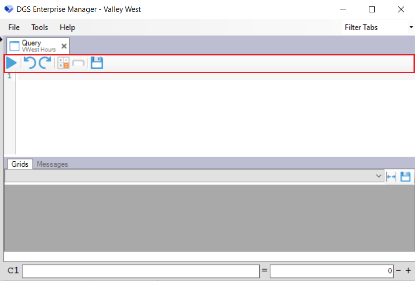 Query Tab ToolBar