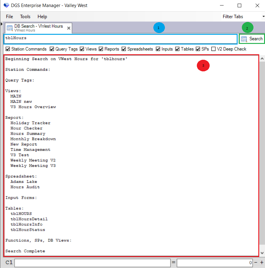 Test DB Search